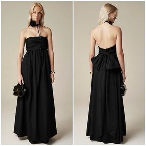 J.Crew Strapless Bow-Back Maxi Dress in Black Size 8 NWT CG085